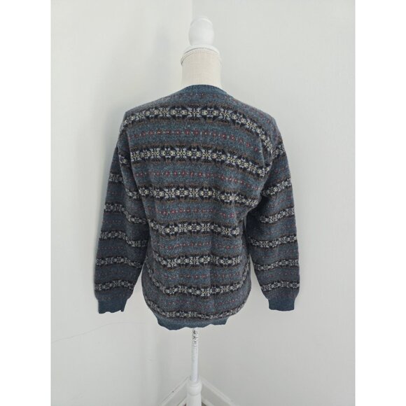 Club Room Vintage Wool Lambswool Pullover Crew Green Fair Isle Grandpa Sweater M - Picture 3 of 7